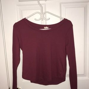 garage burgundy long sleeve top